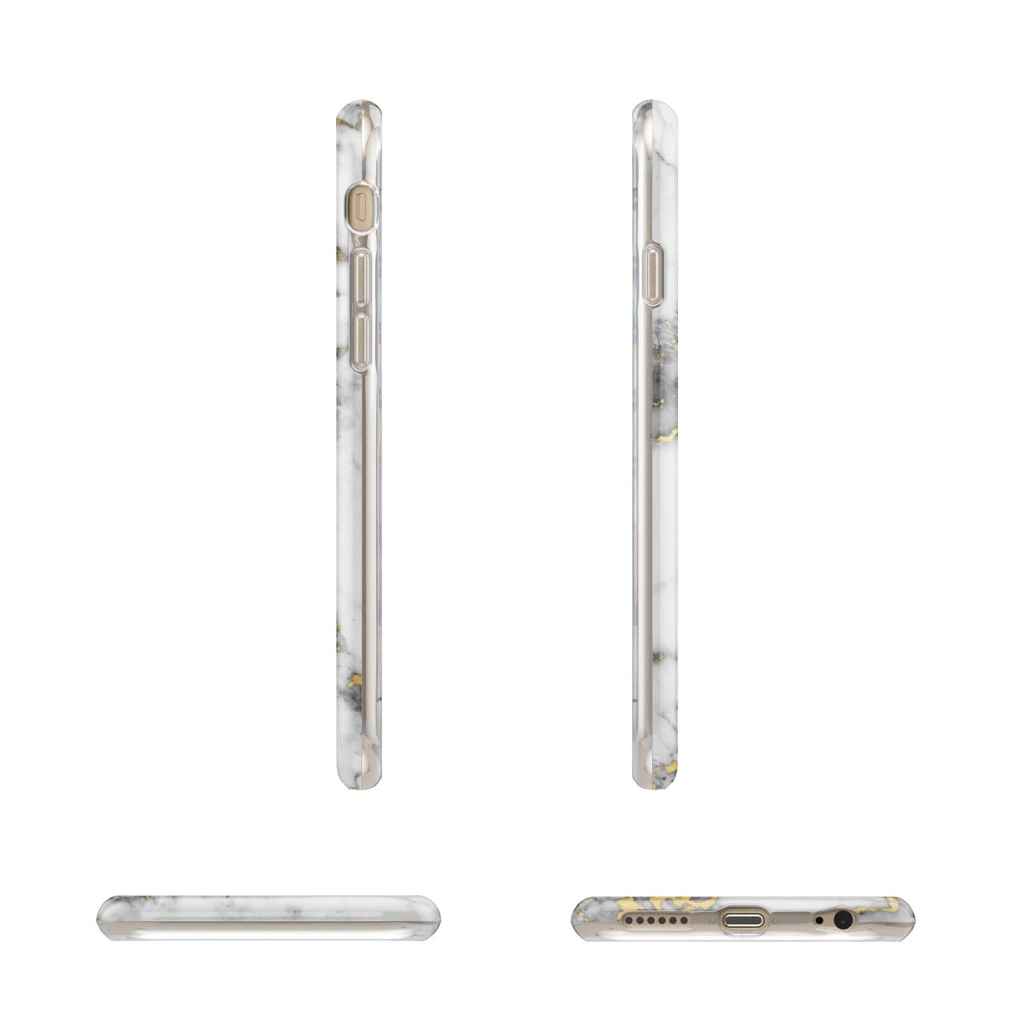 Personalised White Gold Marble Name Apple iPhone 6 3D Wrap Tough Case Alternative Image Angles