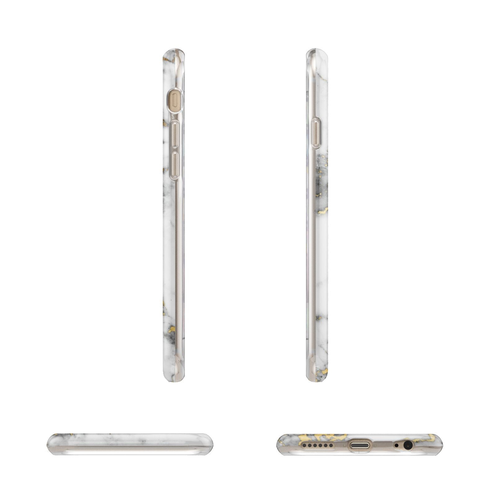 Personalised White Gold Marble Name Apple iPhone 6 3D Wrap Tough Case Alternative Image Angles