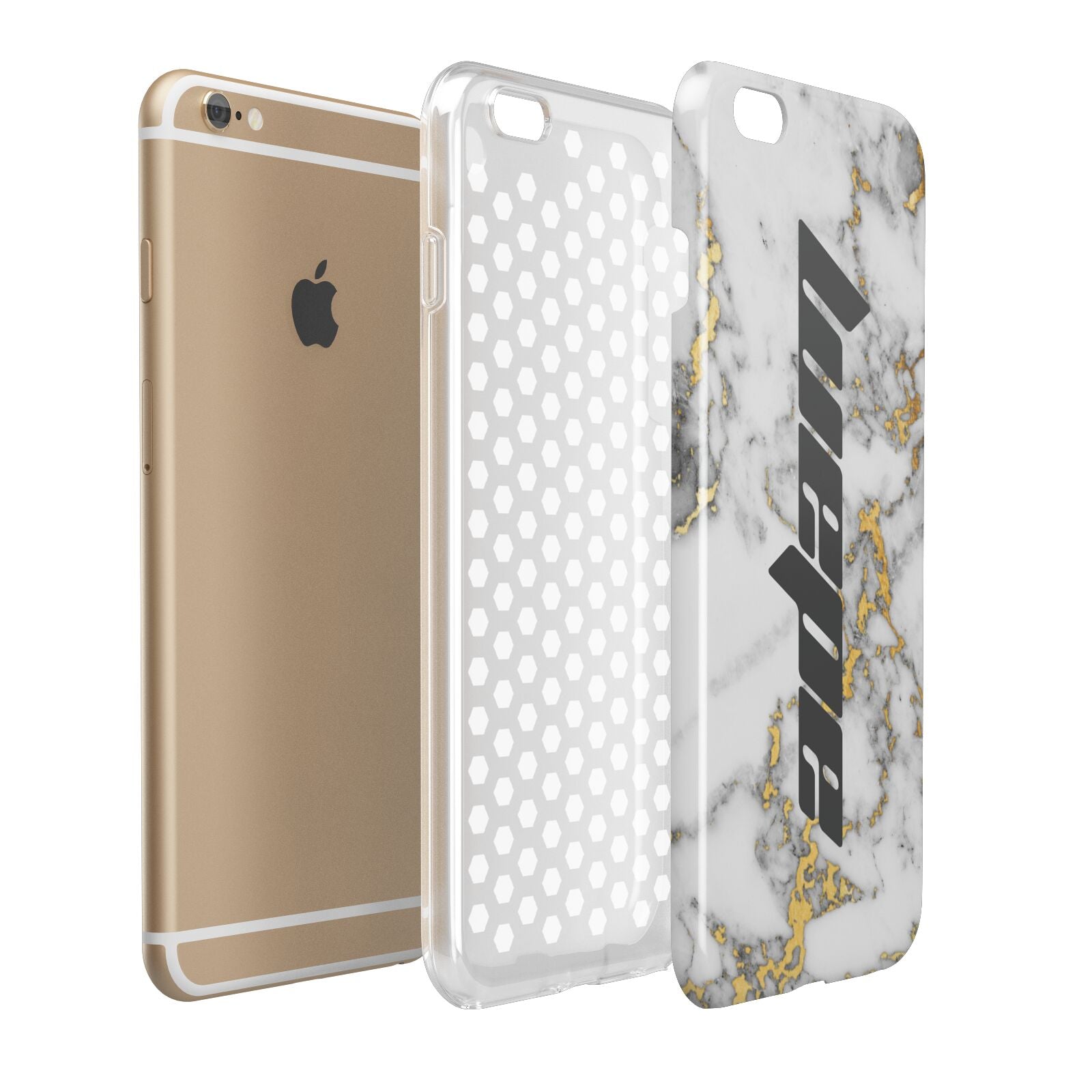 Personalised White Gold Marble Name Apple iPhone 6 Plus 3D Tough Case Expand Detail Image