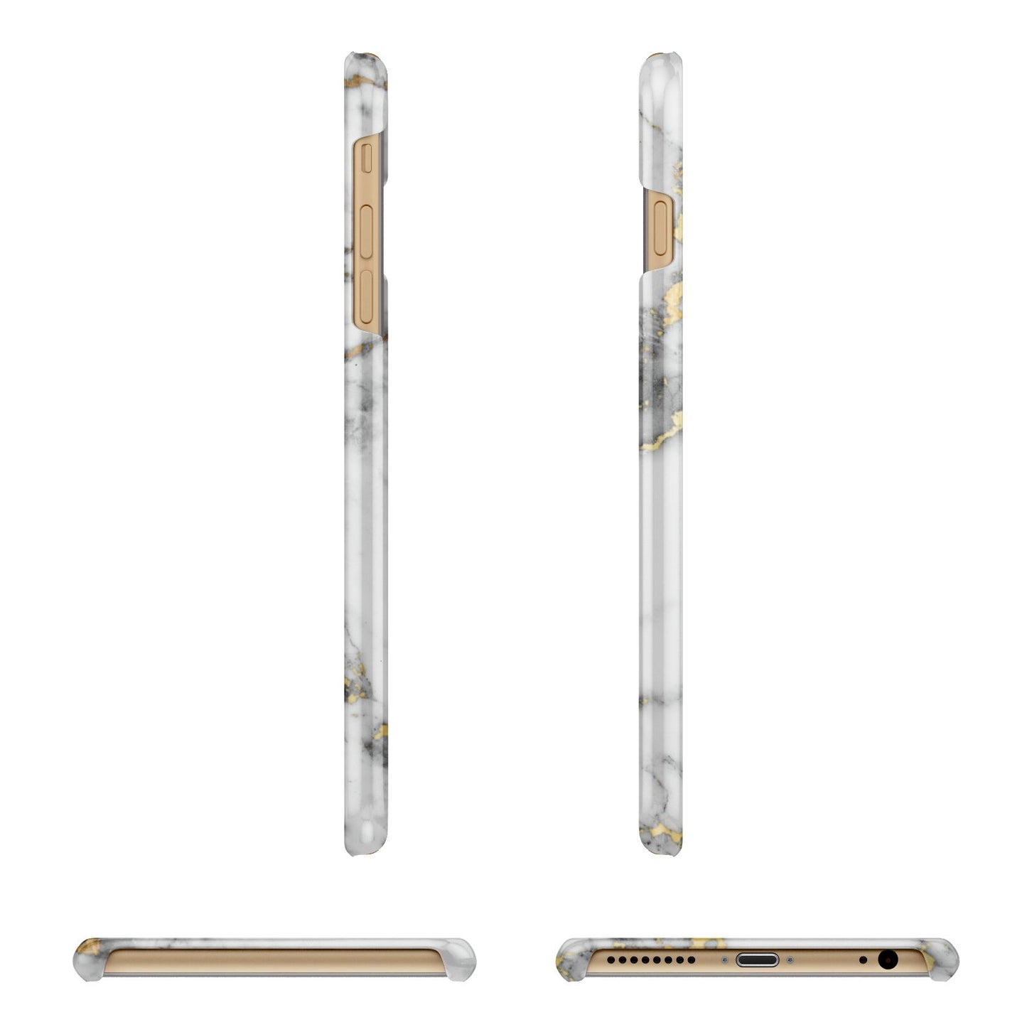 Personalised White Gold Marble Name Apple iPhone 6 Plus 3D Wrap Snap Case Angled Images