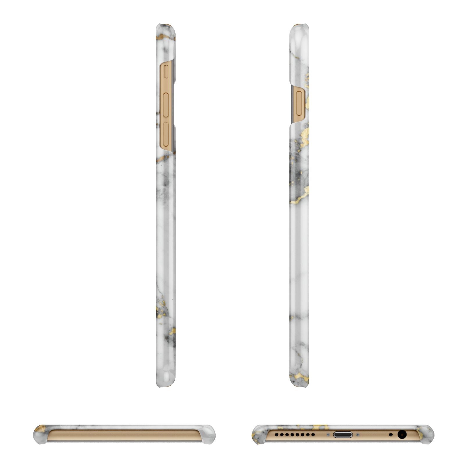 Personalised White Gold Marble Name Apple iPhone 6 Plus 3D Wrap Snap Case Angled Images