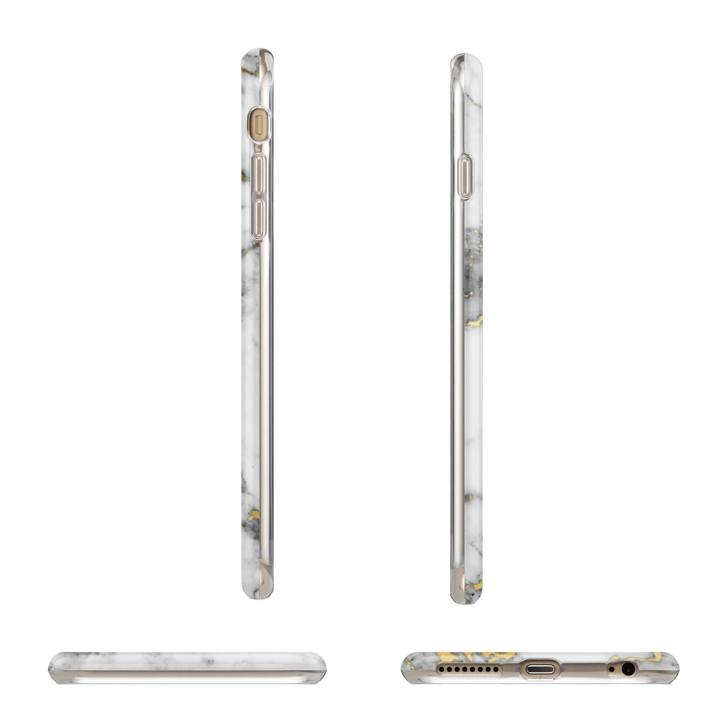 Personalised White Gold Marble Name Apple iPhone 6 Plus 3D Wrap Tough Case Alternative Image Angles