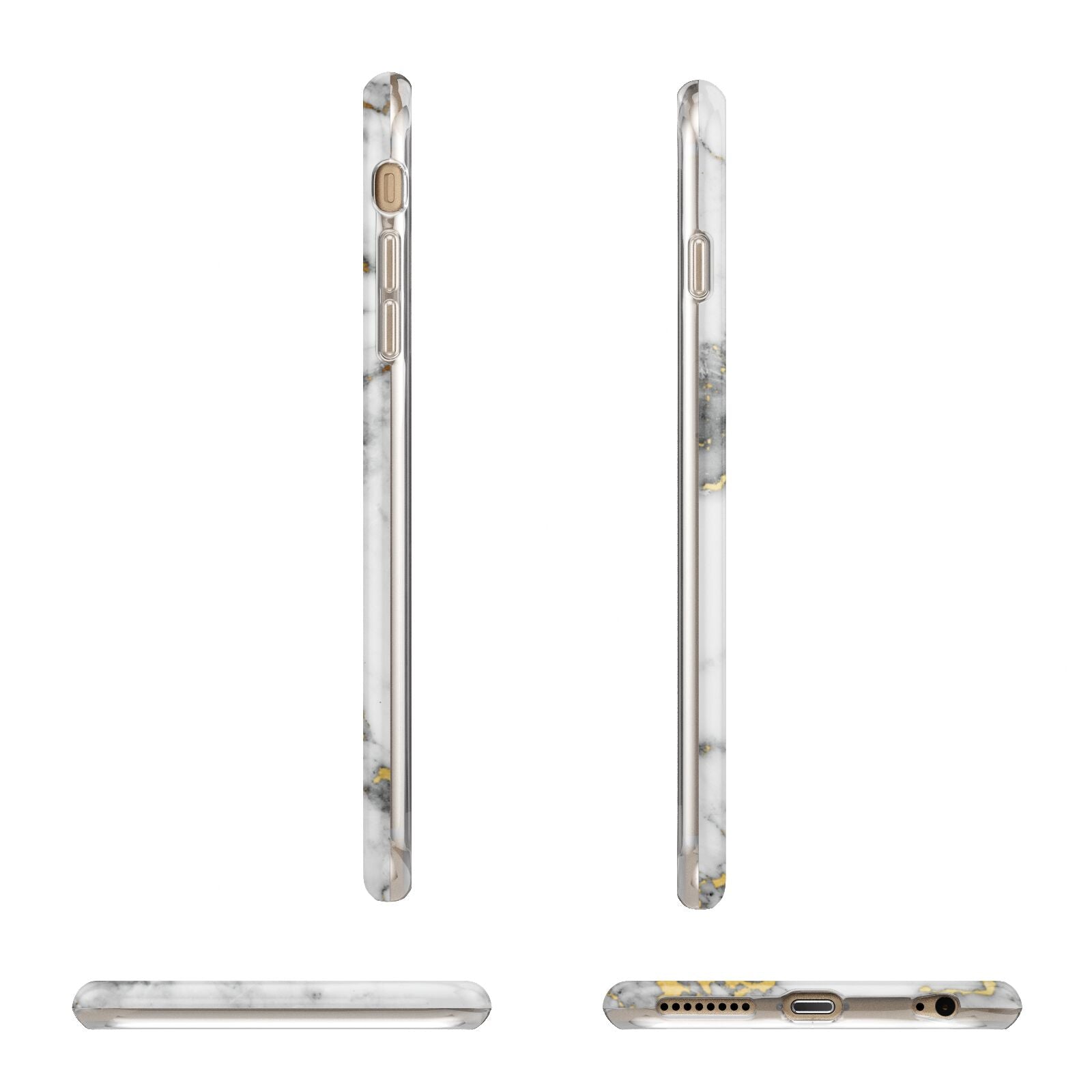 Personalised White Gold Marble Name Apple iPhone 6 Plus 3D Wrap Tough Case Alternative Image Angles