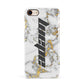 Personalised White Gold Marble Name Apple iPhone 7 8 3D Snap Case