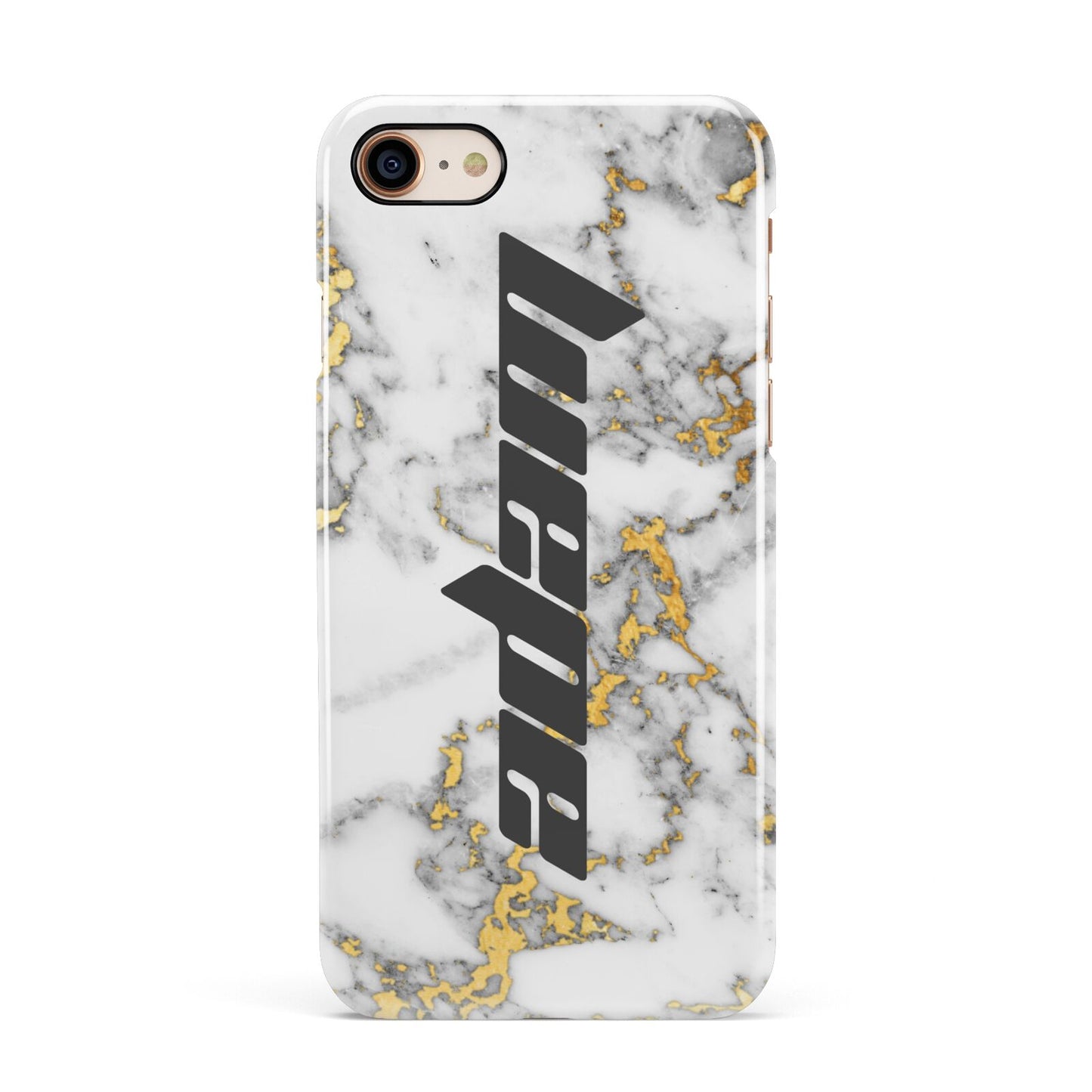 Personalised White Gold Marble Name Apple iPhone 7 8 3D Snap Case