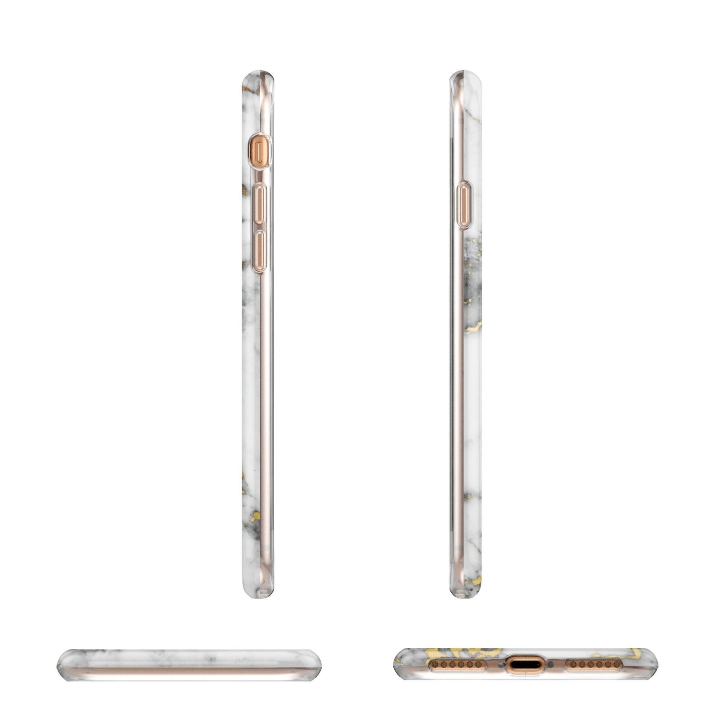 Personalised White Gold Marble Name Apple iPhone 7 8 3D Wrap Tough Case Alternative Image Angles