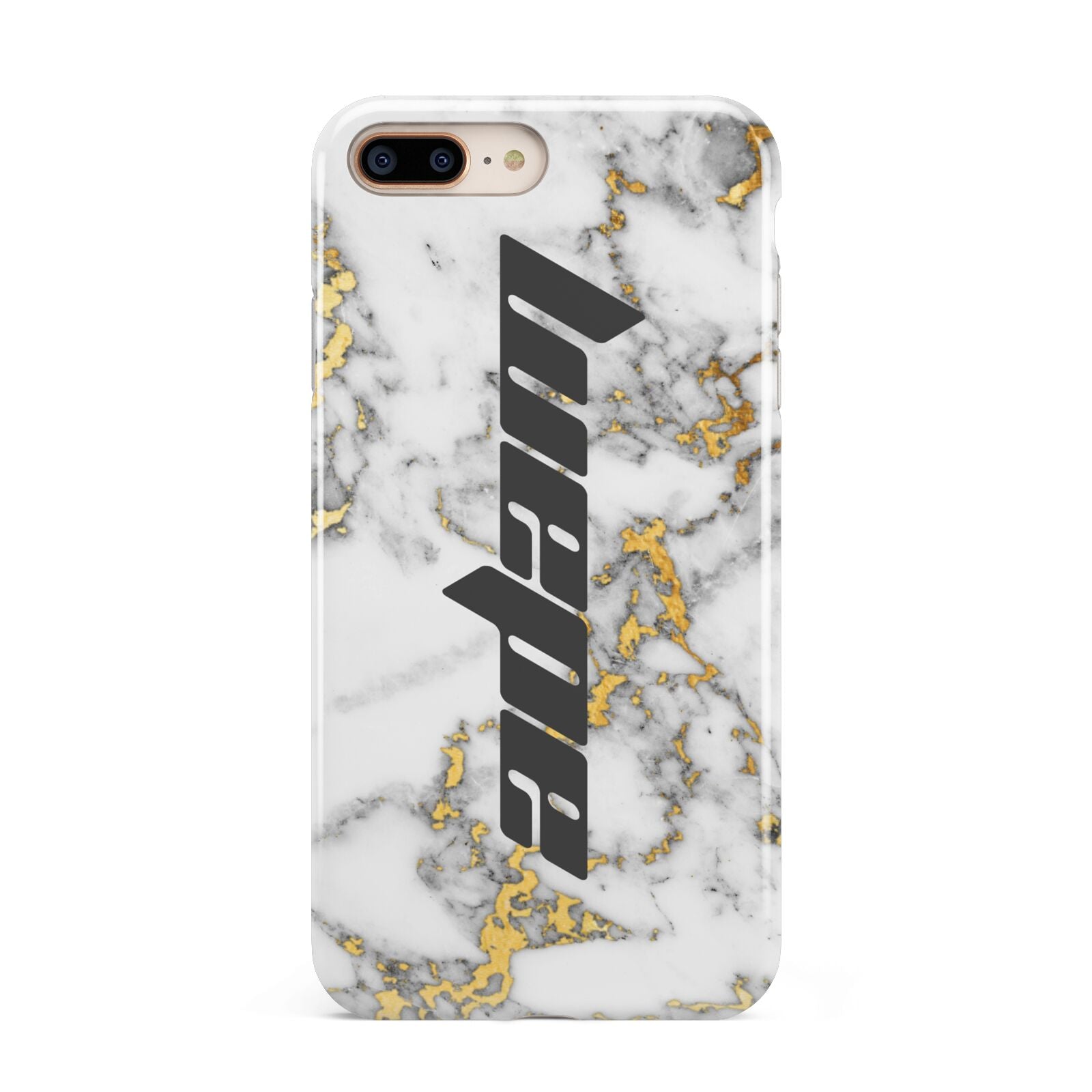 Personalised White Gold Marble Name Apple iPhone 7 8 Plus 3D Tough Case