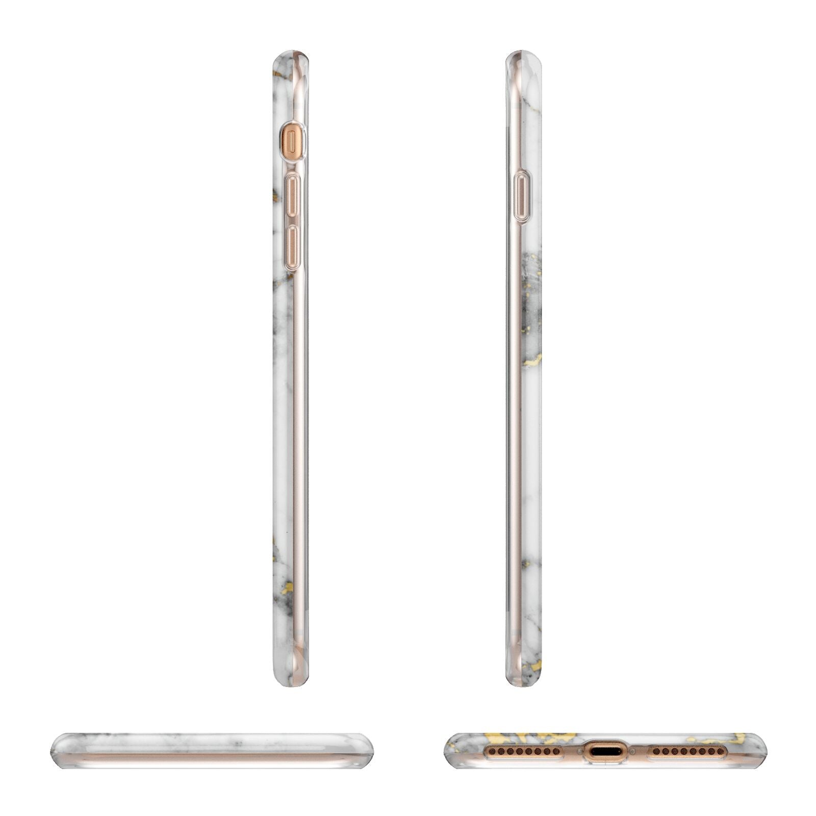 Personalised White Gold Marble Name Apple iPhone 7 8 Plus 3D Wrap Tough Case Alternative Image Angles