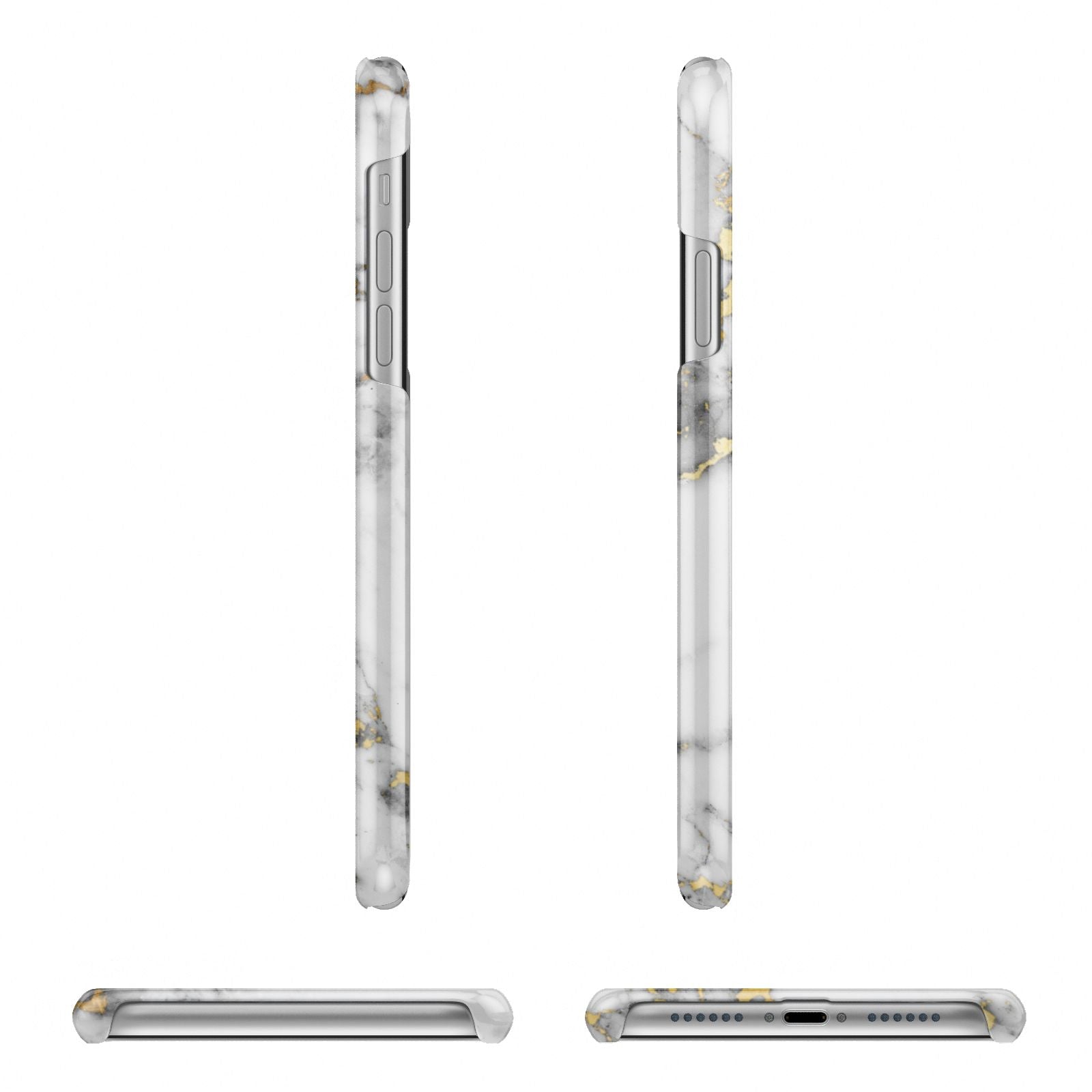 Personalised White Gold Marble Name Apple iPhone XR 3D Wrap Snap Case Angled Images on White Phone