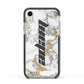 Personalised White Gold Marble Name Apple iPhone XR Impact Case Black Edge on Silver Phone