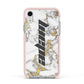Personalised White Gold Marble Name Apple iPhone XR Impact Case Pink Edge on Silver Phone