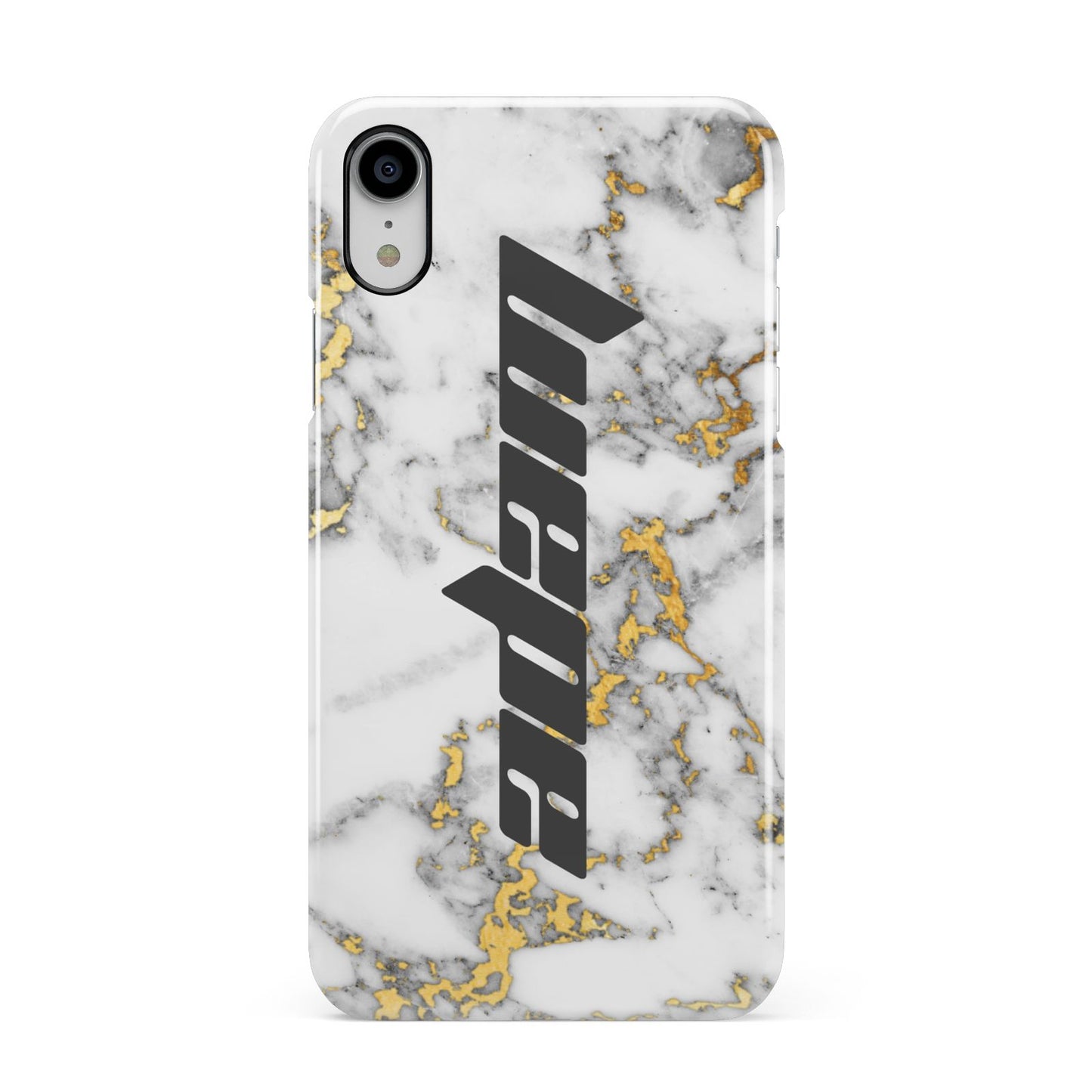 Personalised White Gold Marble Name Apple iPhone XR White 3D Snap Case