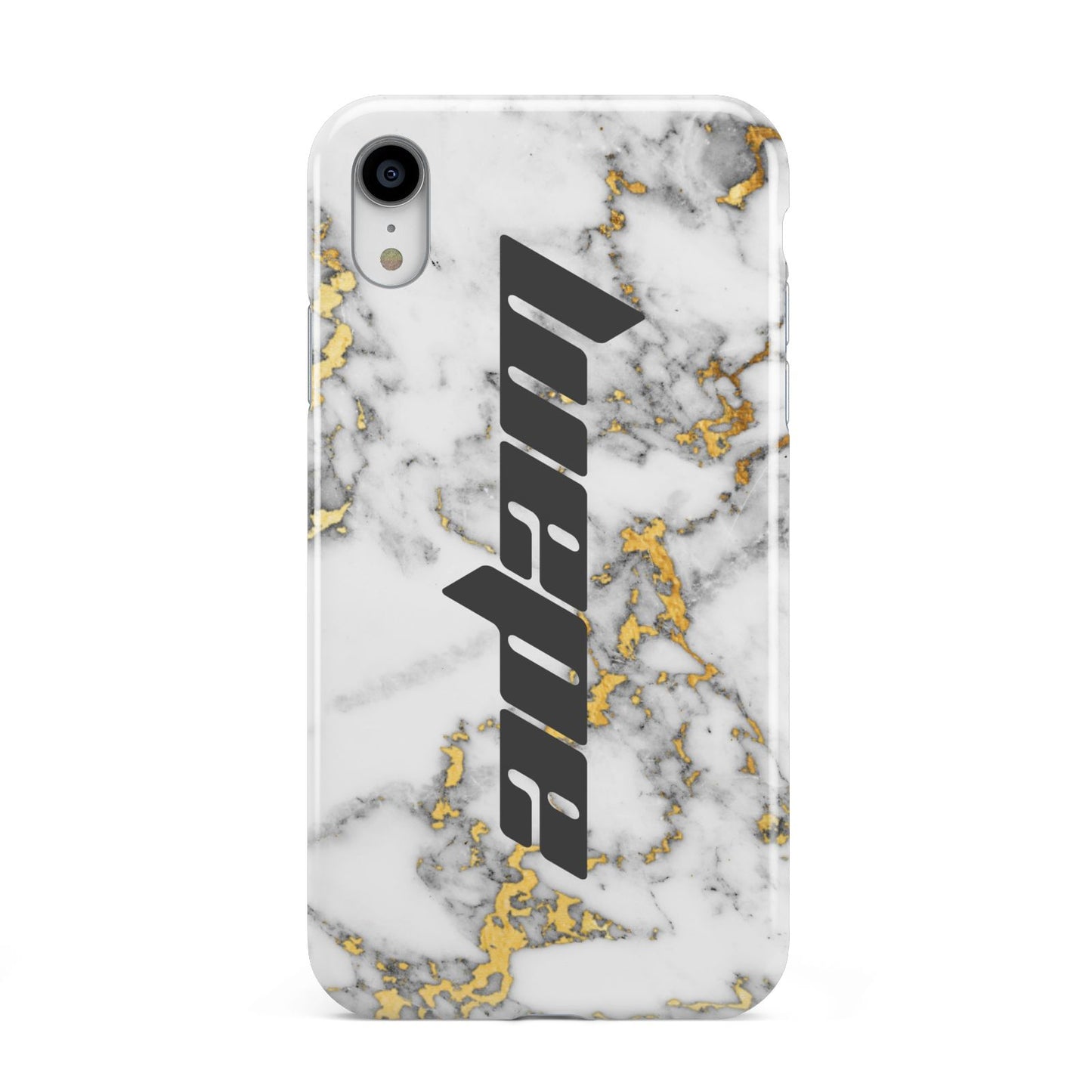 Personalised White Gold Marble Name Apple iPhone XR White 3D Tough Case