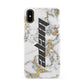 Personalised White Gold Marble Name Apple iPhone XS 3D Snap Case