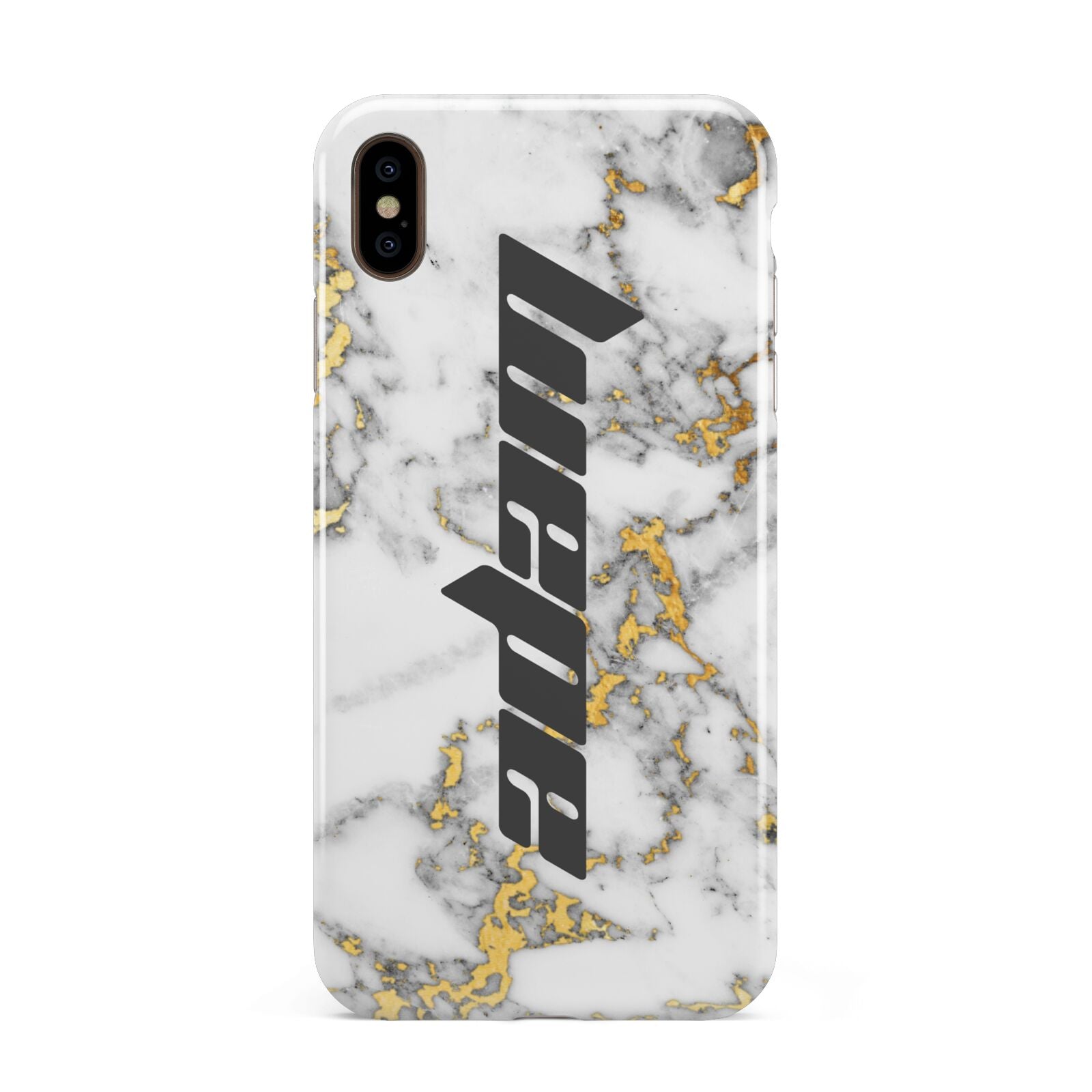 Personalised White Gold Marble Name Apple iPhone Xs Max 3D Tough Case