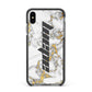 Personalised White Gold Marble Name Apple iPhone Xs Max Impact Case Black Edge on Black Phone