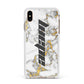 Personalised White Gold Marble Name Apple iPhone Xs Max Impact Case White Edge on Gold Phone