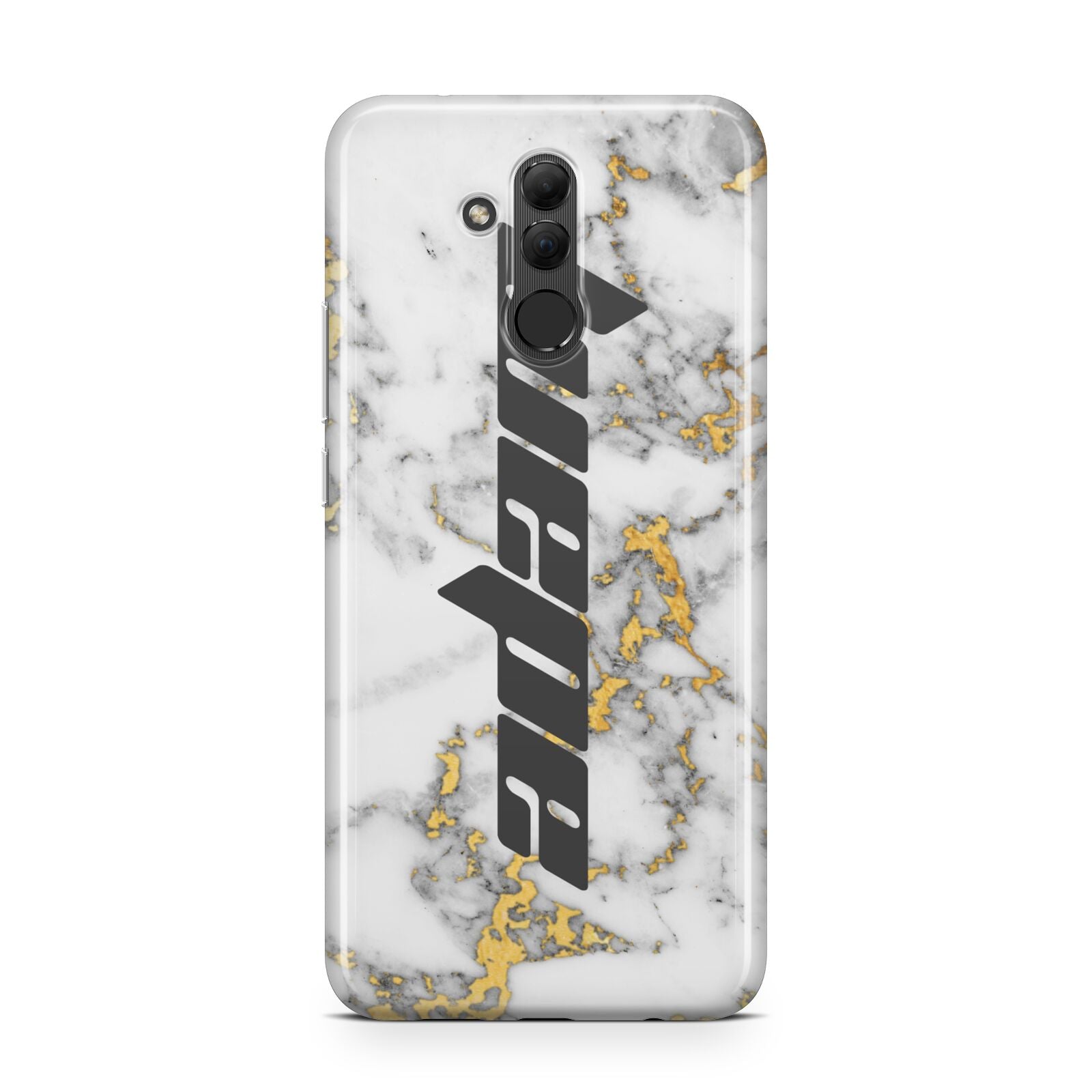 Personalised White Gold Marble Name Huawei Mate 20 Lite