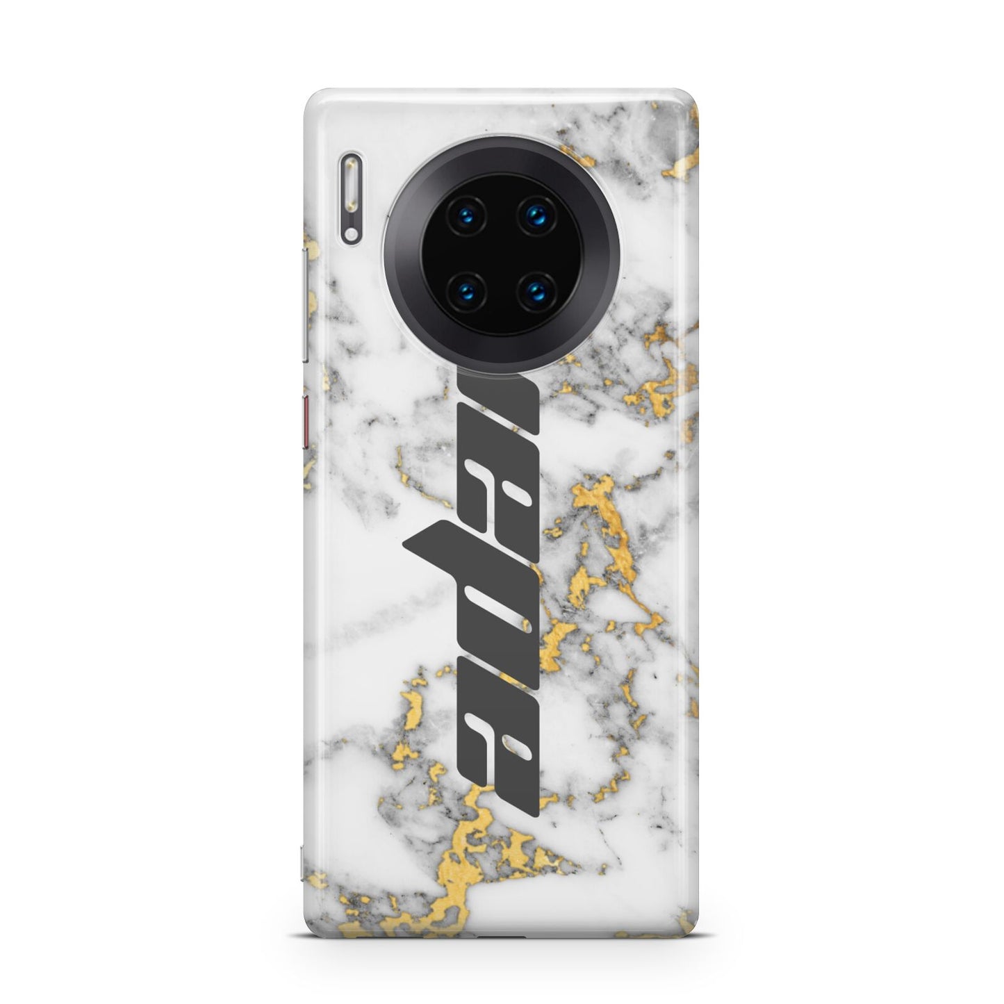 Personalised White Gold Marble Name Huawei Mate 30 Pro Phone Case