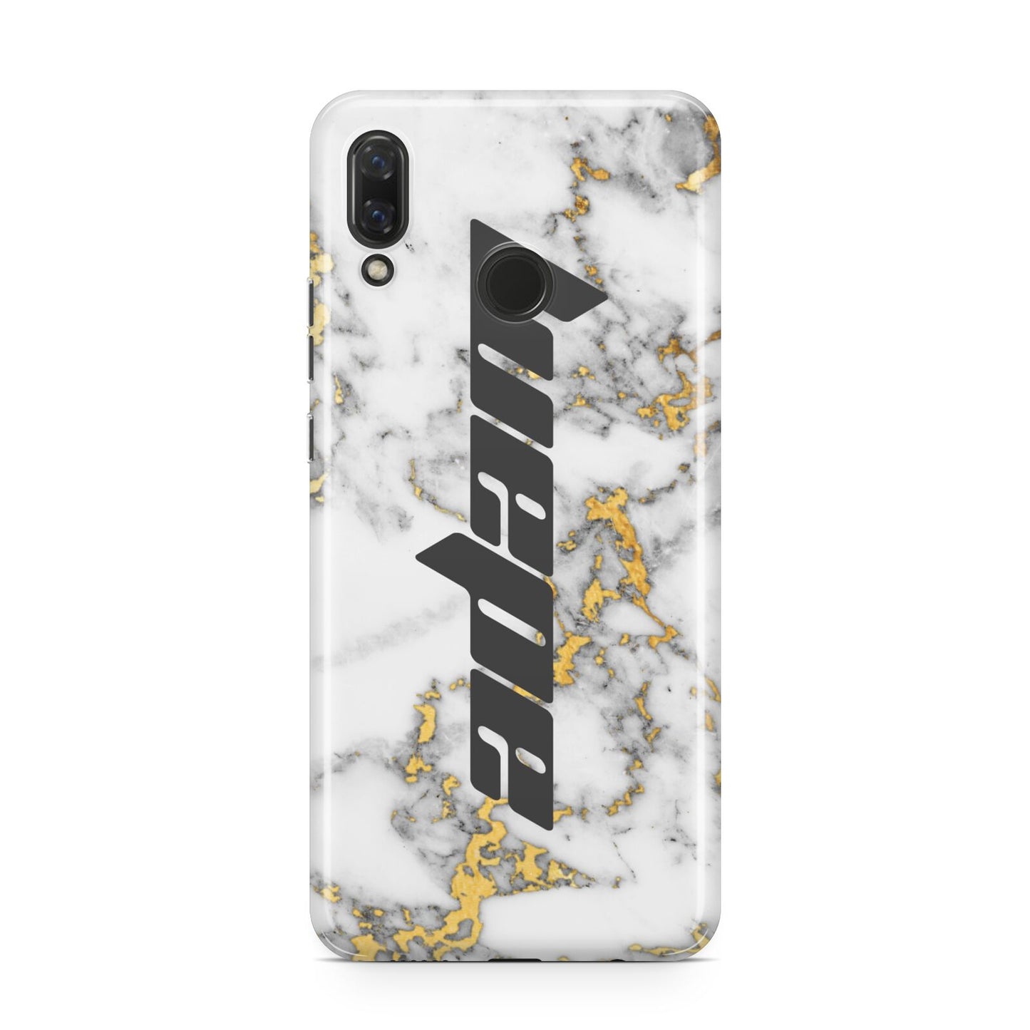 Personalised White Gold Marble Name Huawei Nova 3 Phone Case