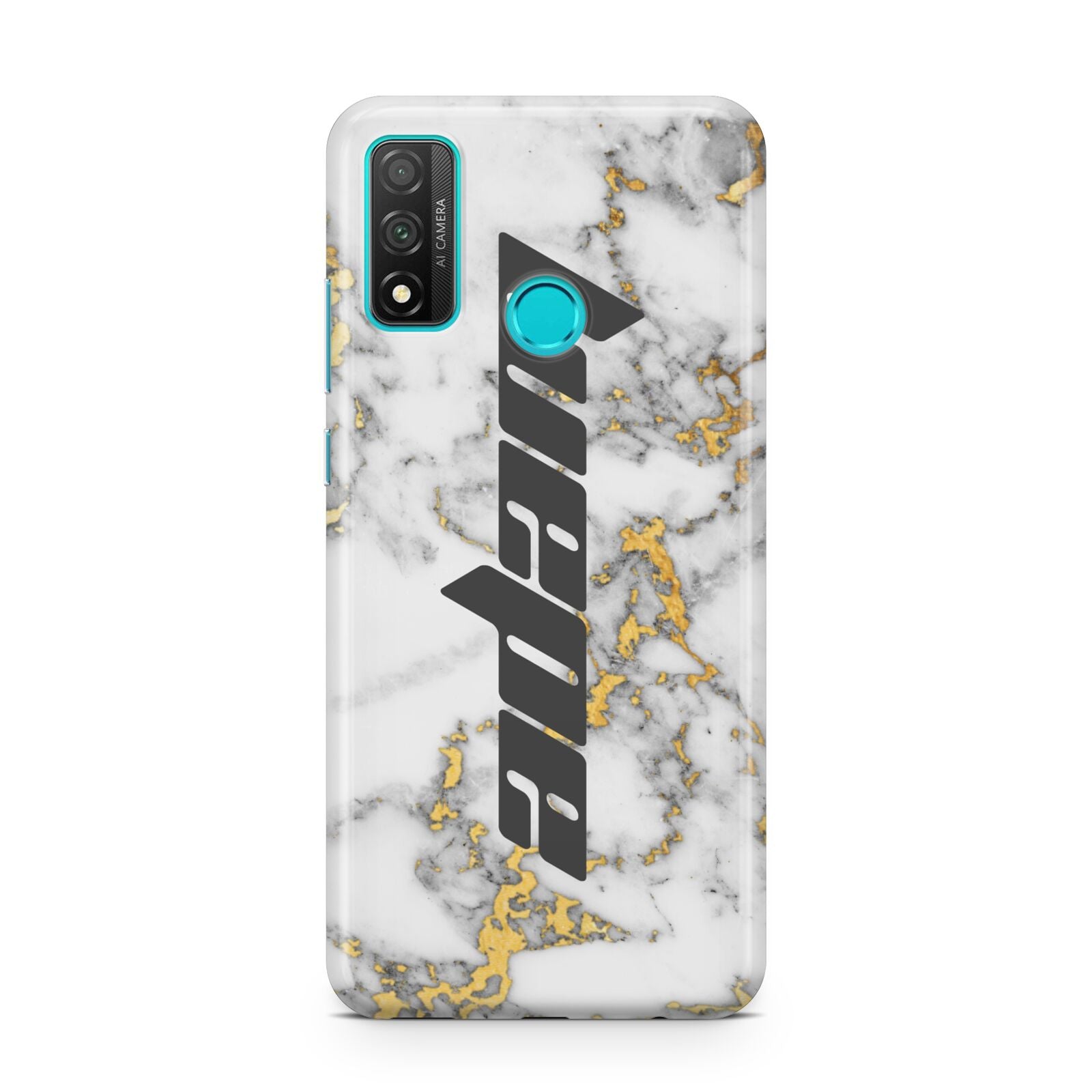 Personalised White Gold Marble Name Huawei P Smart 2020