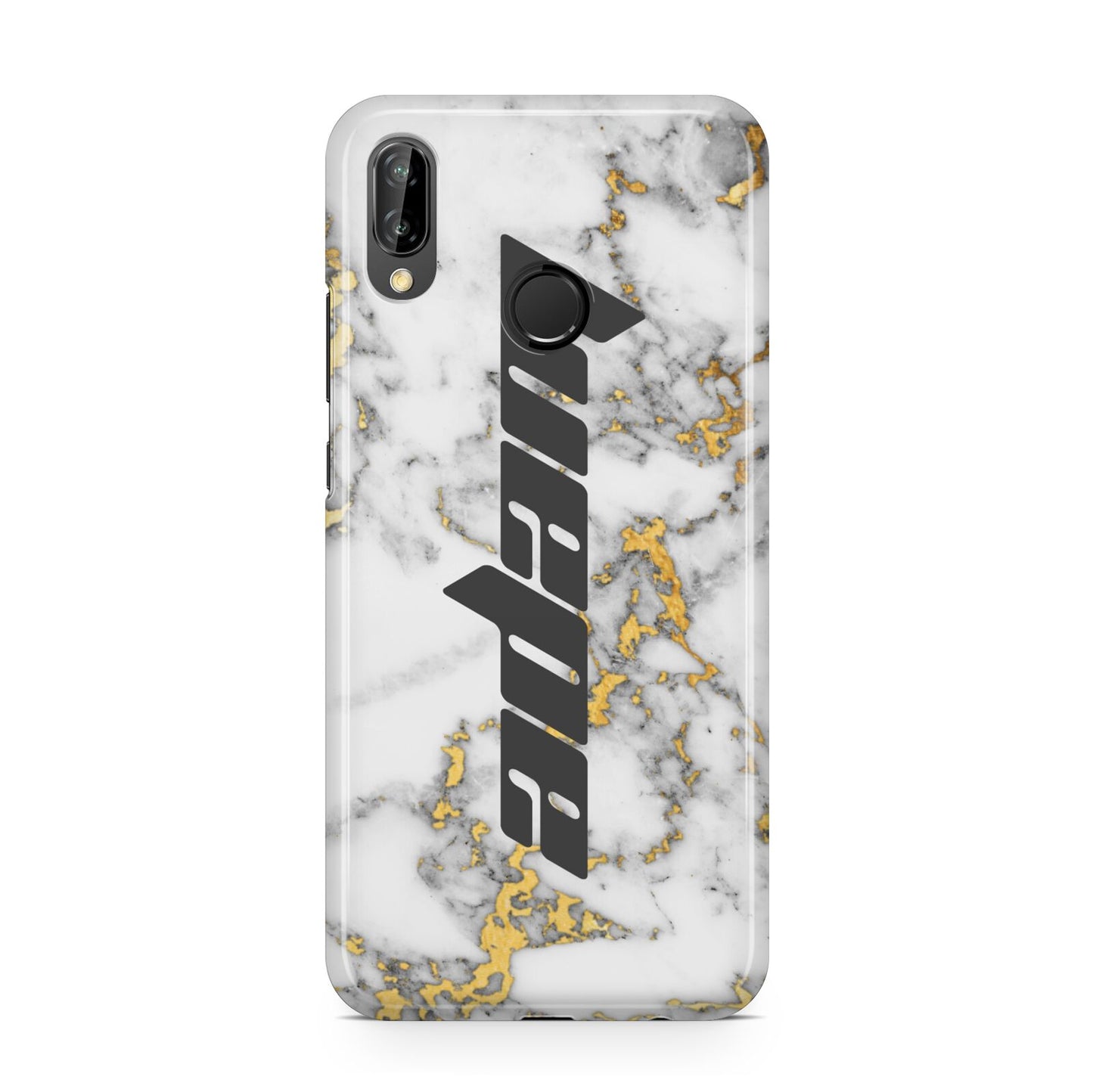 Personalised White Gold Marble Name Huawei P20 Lite Phone Case