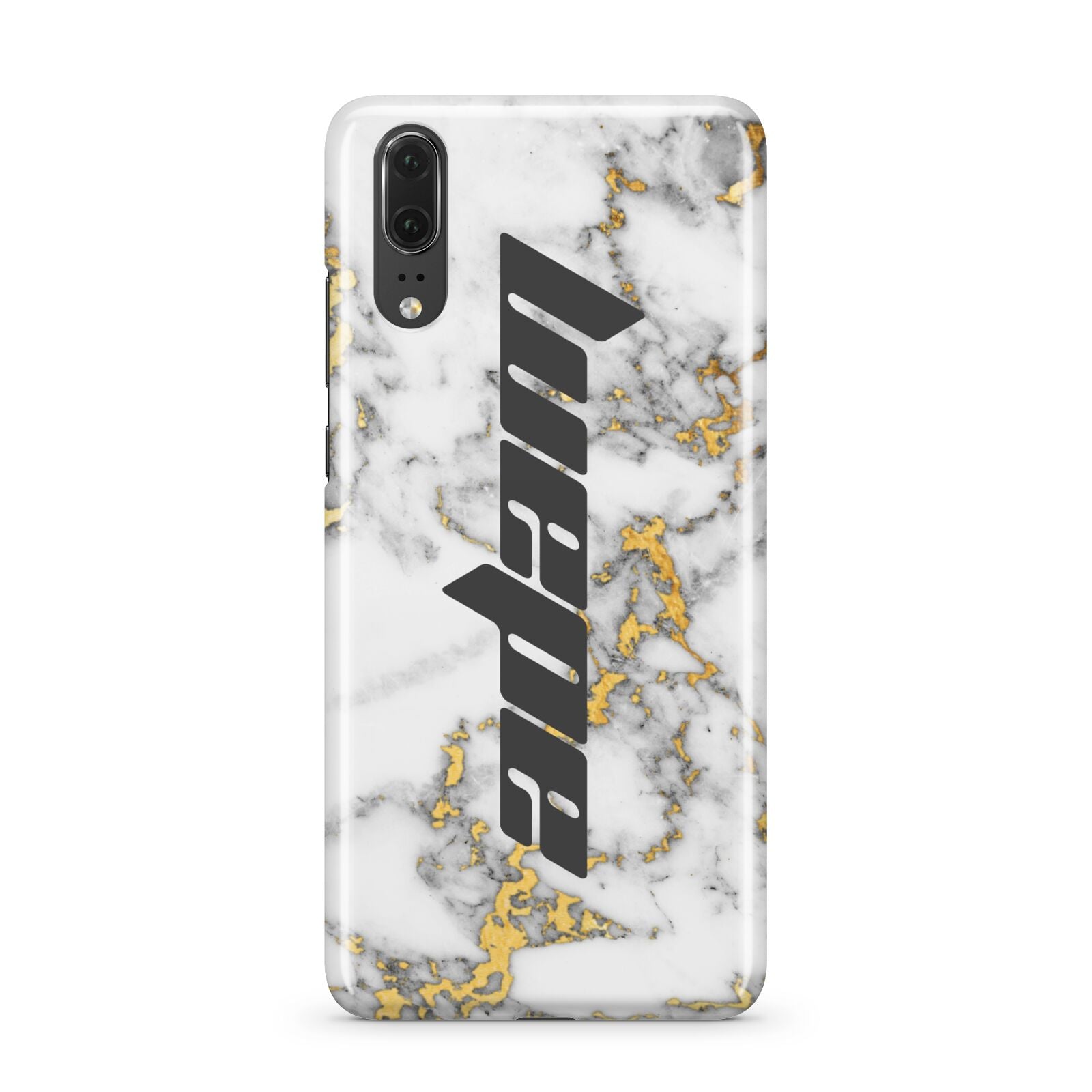 Personalised White Gold Marble Name Huawei P20 Phone Case