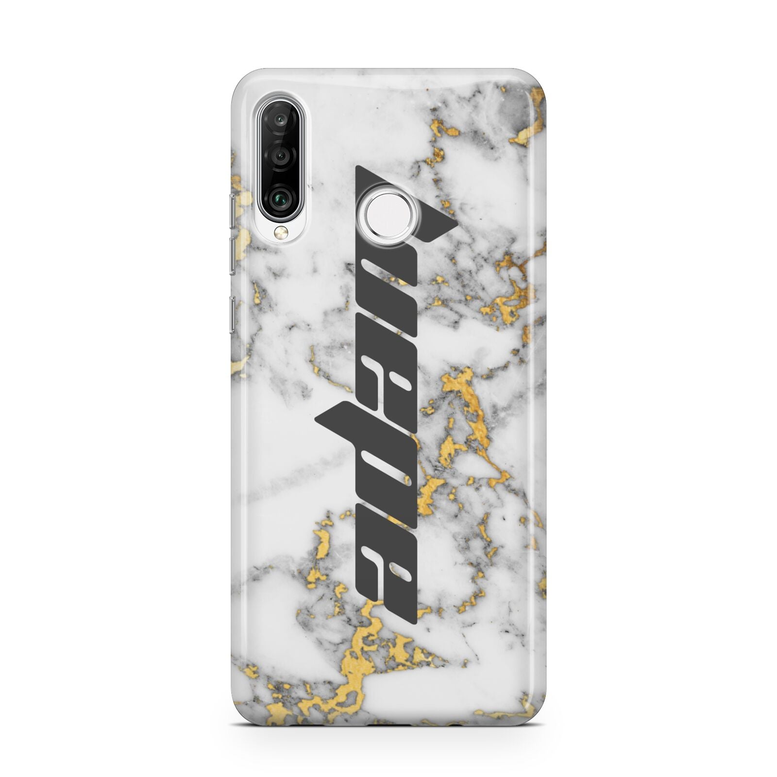 Personalised White Gold Marble Name Huawei P30 Lite Phone Case