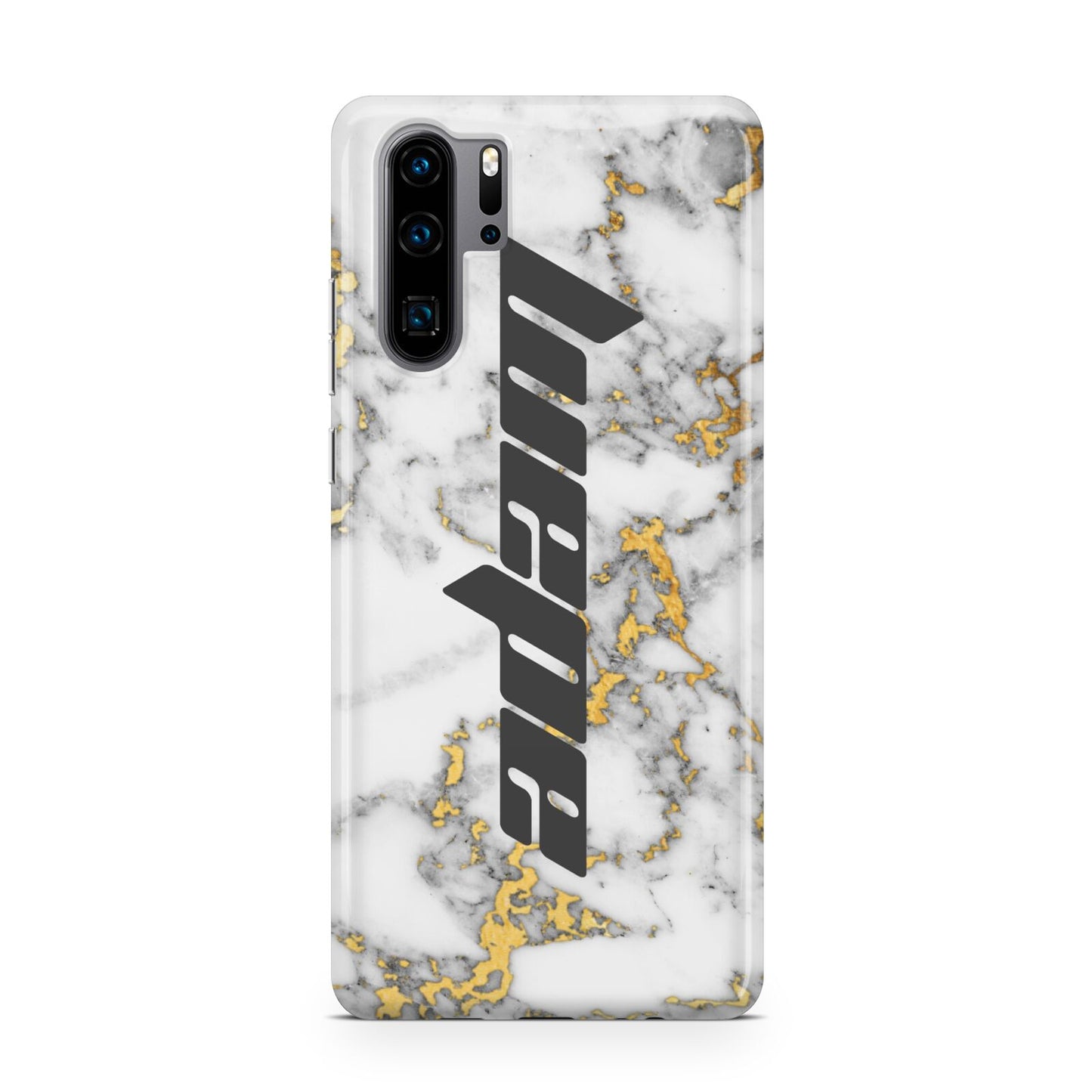 Personalised White Gold Marble Name Huawei P30 Pro Phone Case