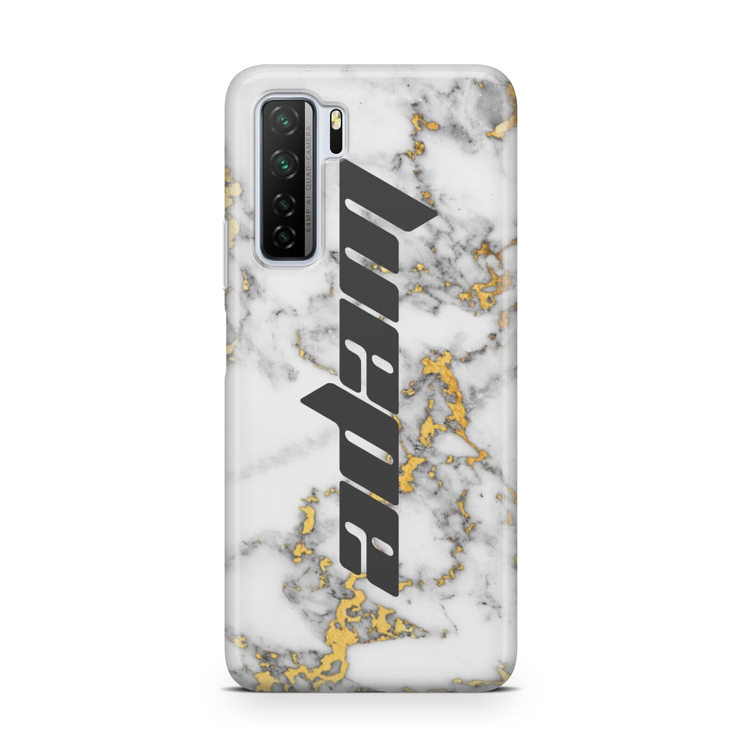 Personalised White Gold Marble Name Huawei P40 Lite 5G Phone Case