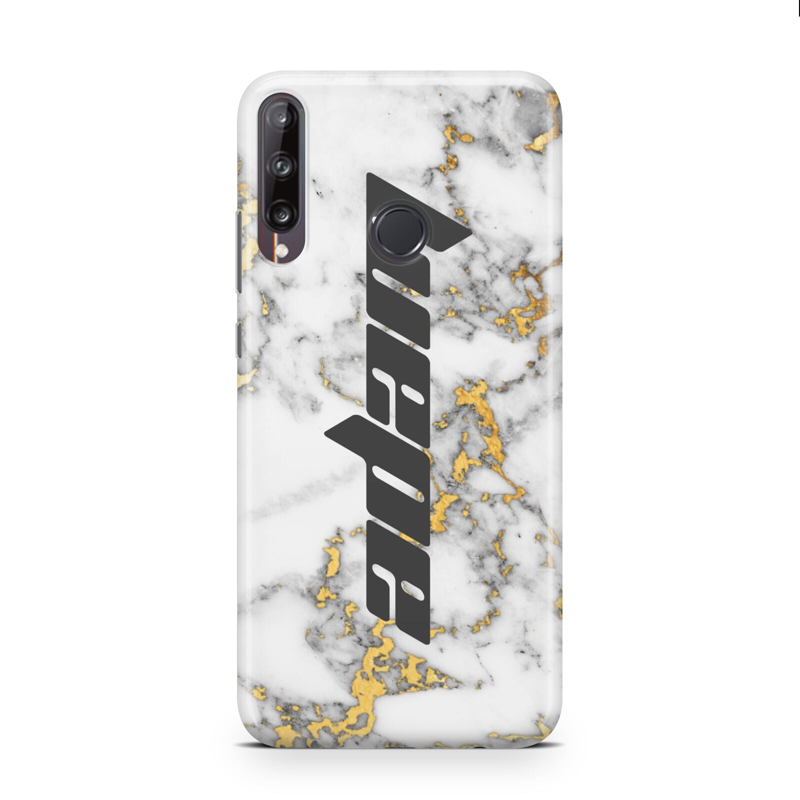 Personalised White Gold Marble Name Huawei P40 Lite E Phone Case
