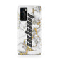 Personalised White Gold Marble Name Huawei P40 Phone Case