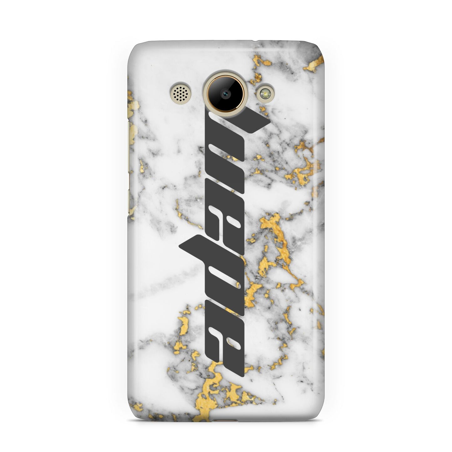 Personalised White Gold Marble Name Huawei Y3 2017