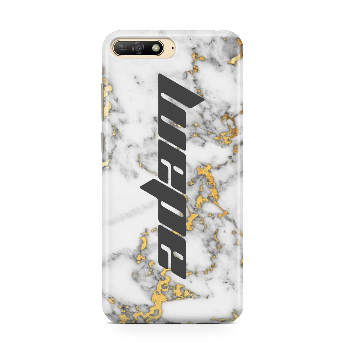 Personalised White Gold Marble Name Huawei Y6 2018