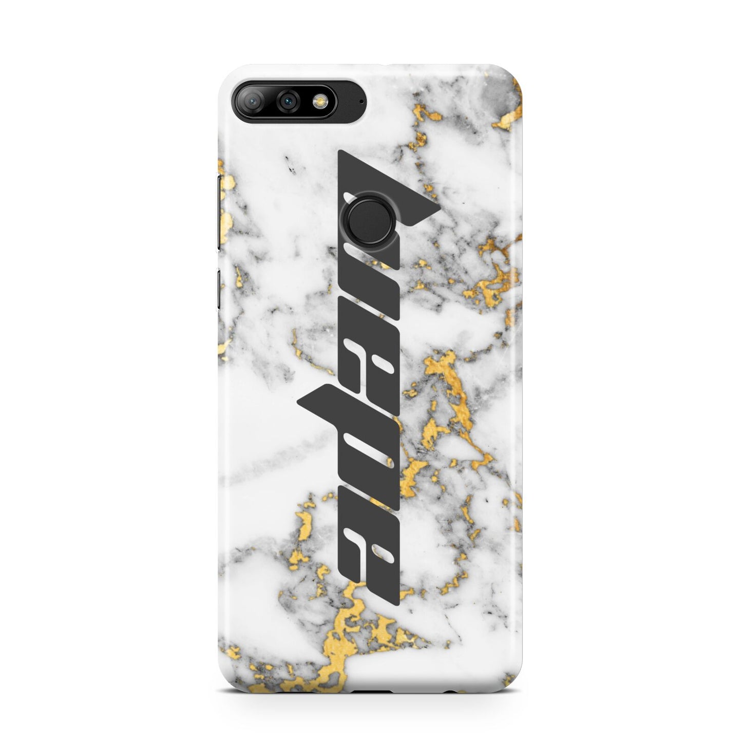Personalised White Gold Marble Name Huawei Y7 2018