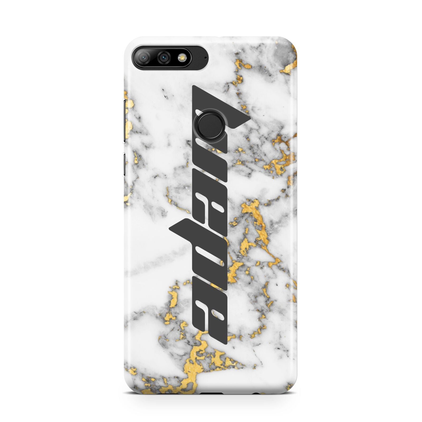 Personalised White Gold Marble Name Huawei Y7 2018