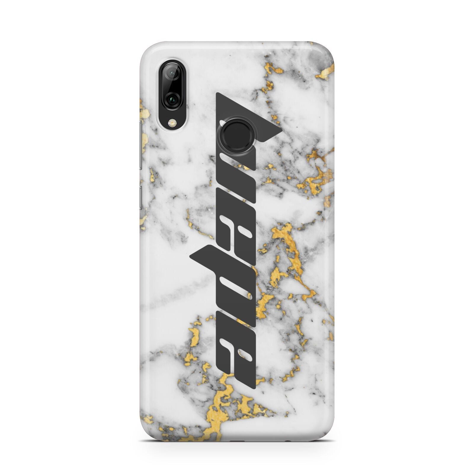 Personalised White Gold Marble Name Huawei Y7 2019