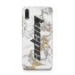 Personalised White Gold Marble Name Huawei Y9 2019