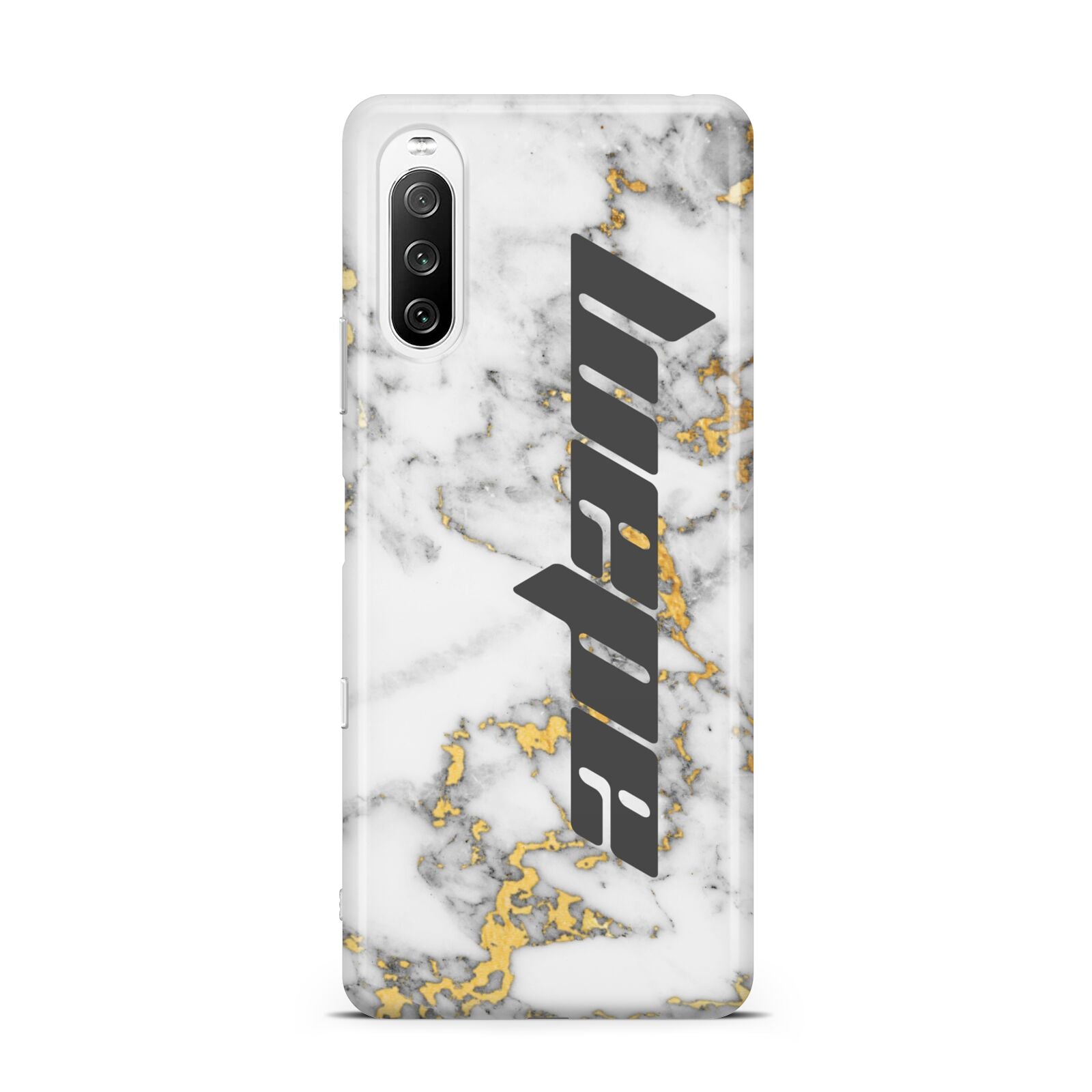 Personalised White Gold Marble Name Sony Xperia 10 III Case