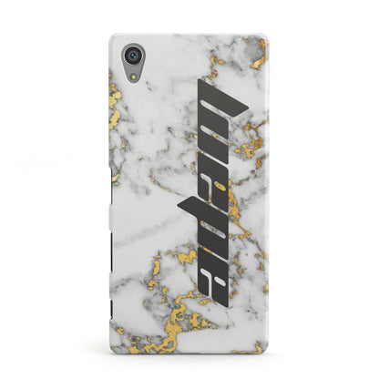 Personalised White Gold Marble Name Sony Xperia Case