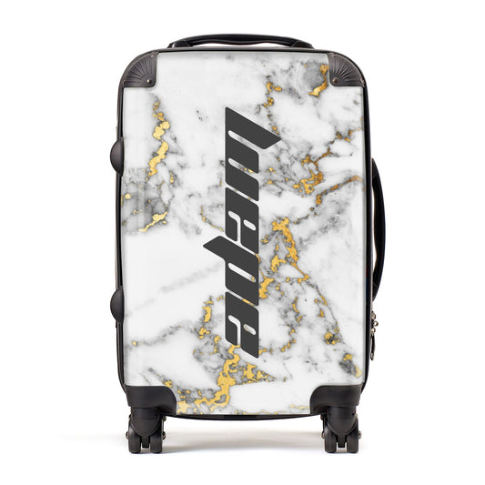 Personalised White Gold Marble Name Suitcase