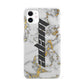 Personalised White Gold Marble Name iPhone 11 3D Snap Case