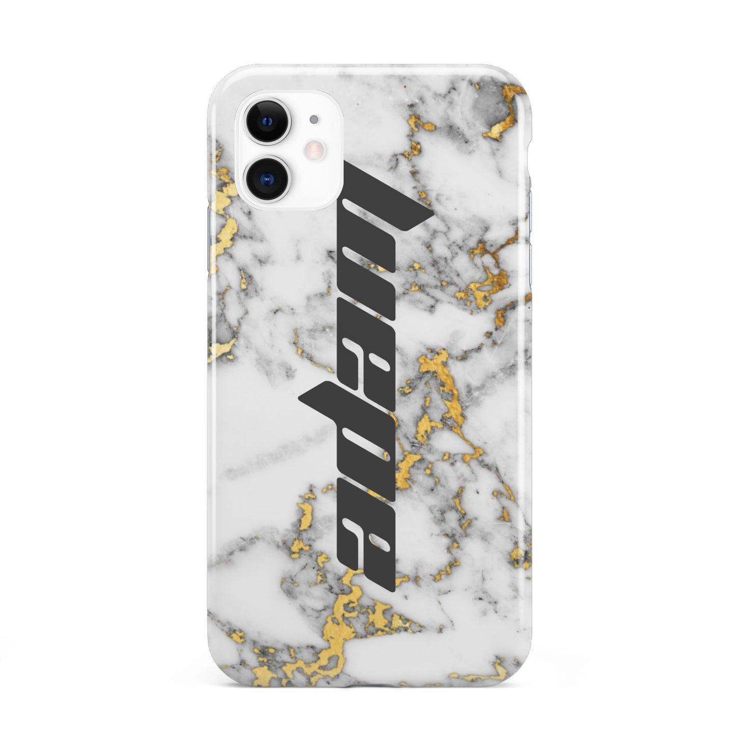 Personalised White Gold Marble Name iPhone 11 3D Tough Case