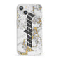 Personalised White Gold Marble Name iPhone 13 Clear Bumper Case