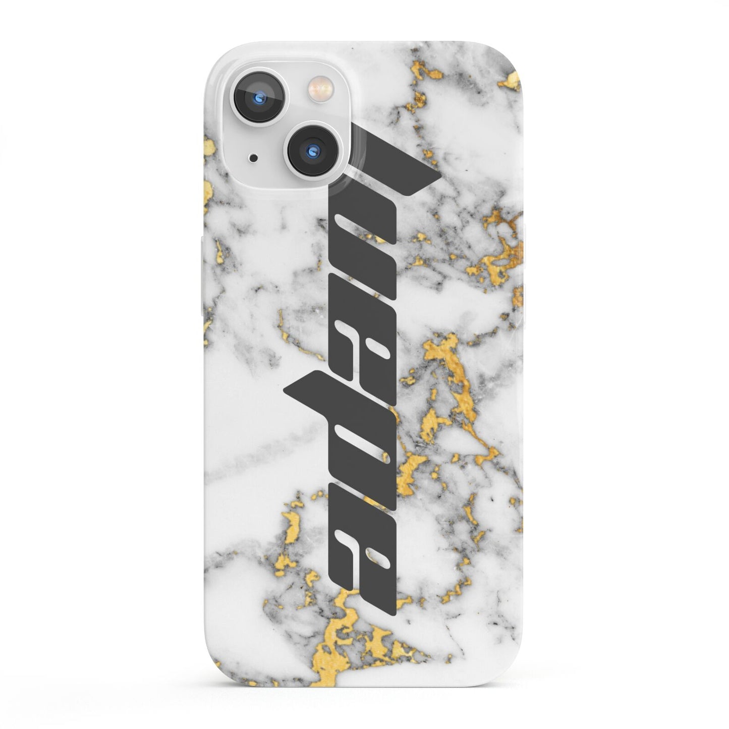 Personalised White Gold Marble Name iPhone 13 Full Wrap 3D Snap Case