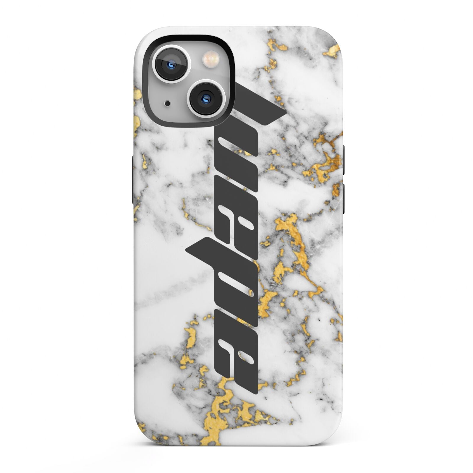 Personalised White Gold Marble Name iPhone 13 Full Wrap 3D Tough Case