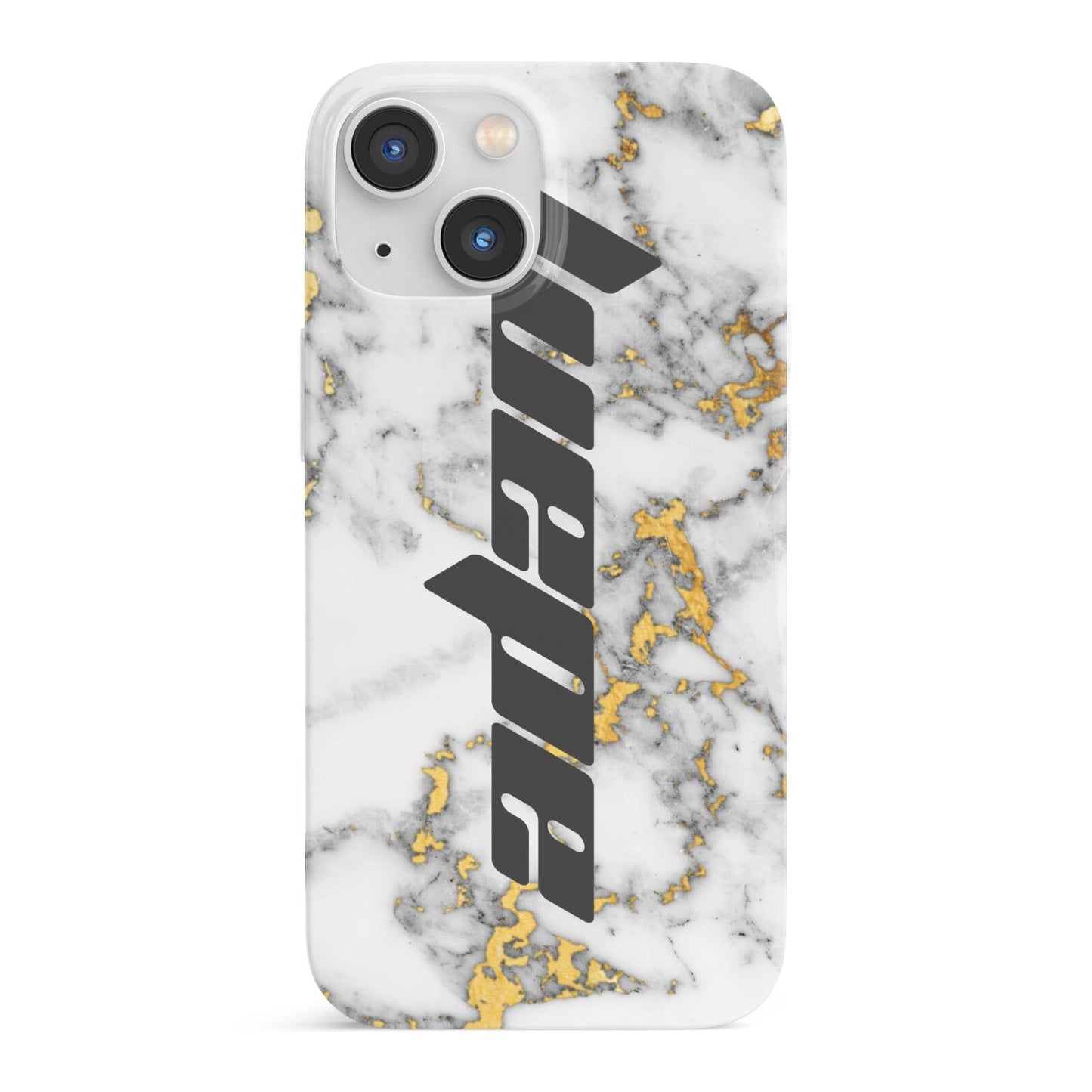 Personalised White Gold Marble Name iPhone 13 Mini Full Wrap 3D Snap Case