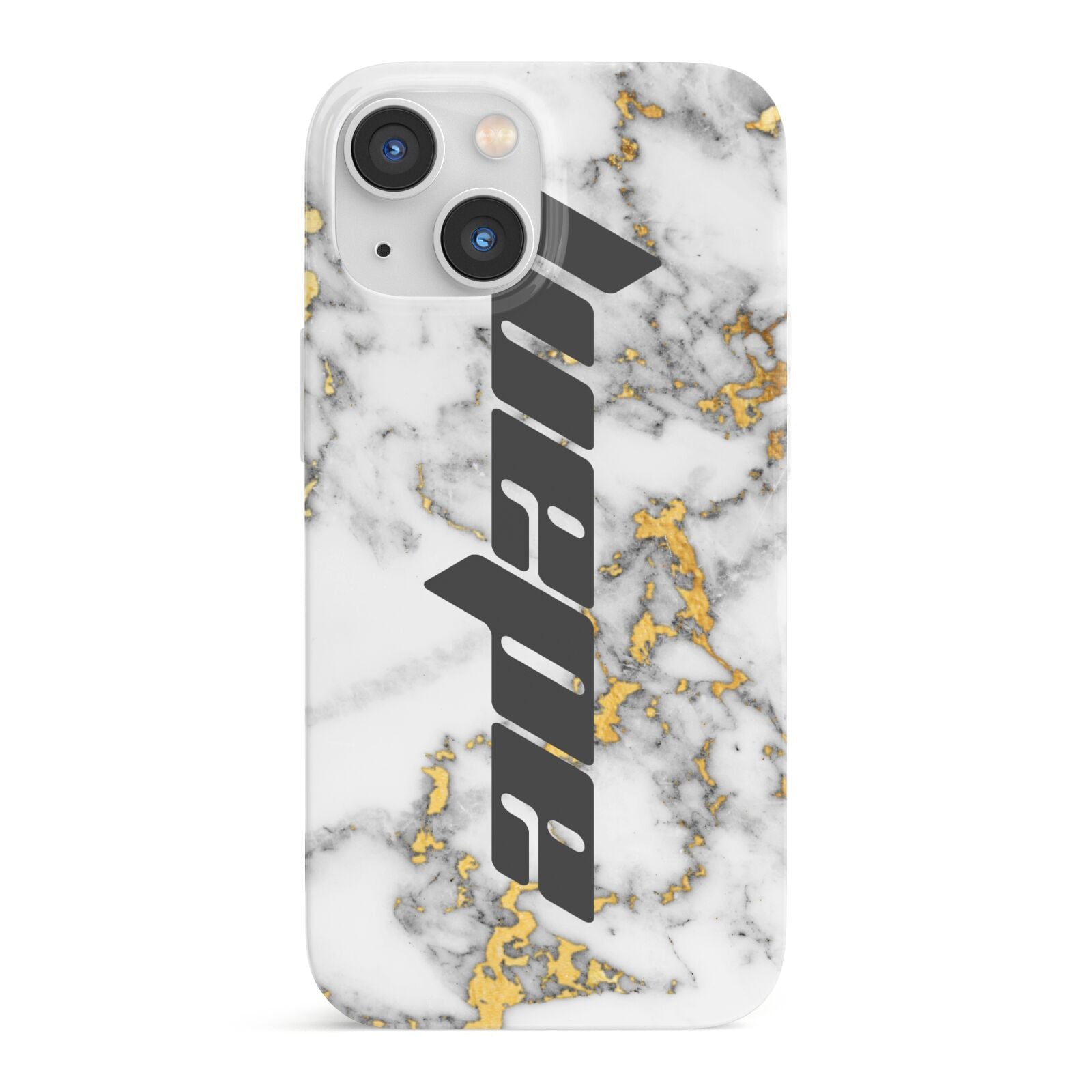 Personalised White Gold Marble Name iPhone 13 Mini Full Wrap 3D Snap Case