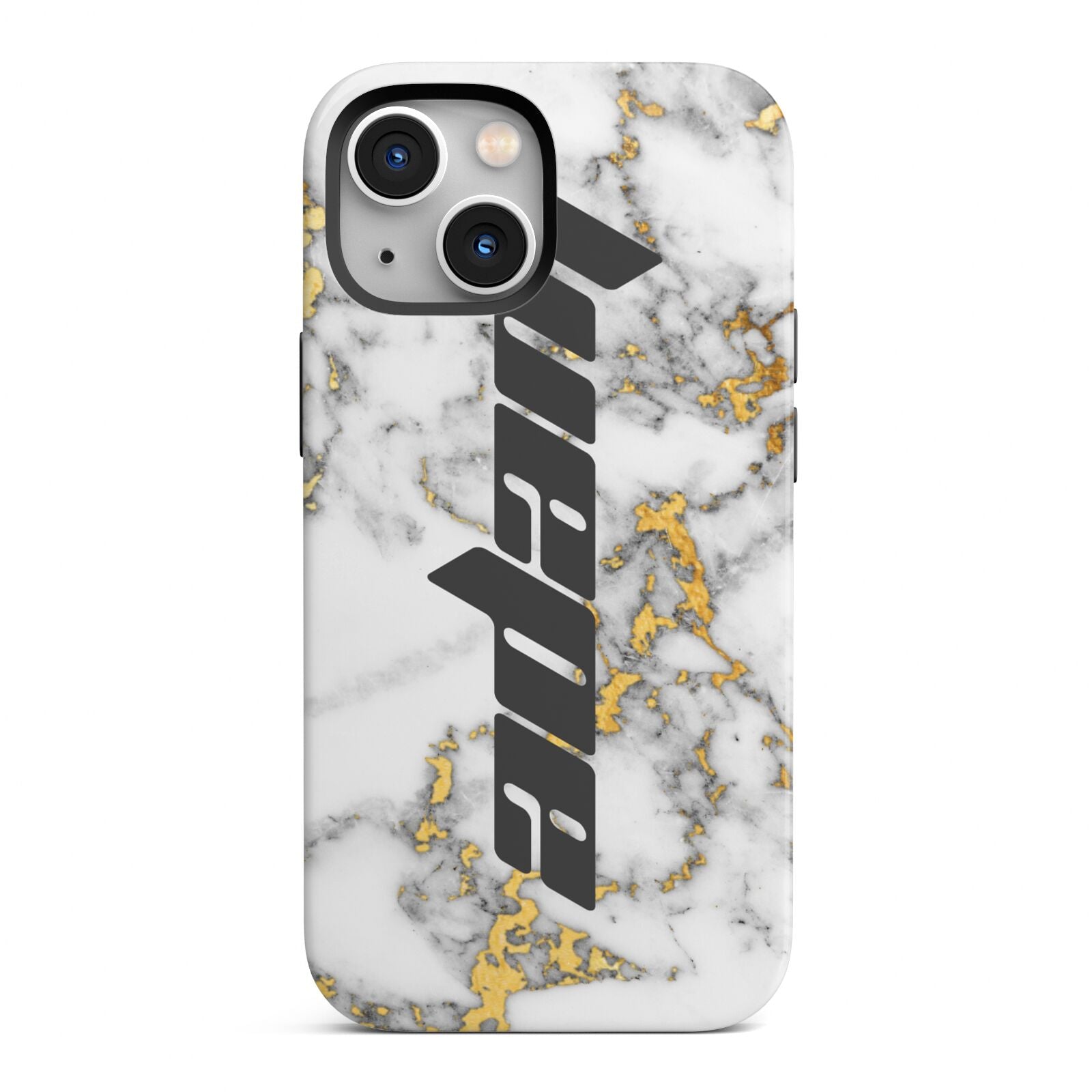 Personalised White Gold Marble Name iPhone 13 Mini Full Wrap 3D Tough Case