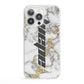 Personalised White Gold Marble Name iPhone 13 Pro Clear Bumper Case